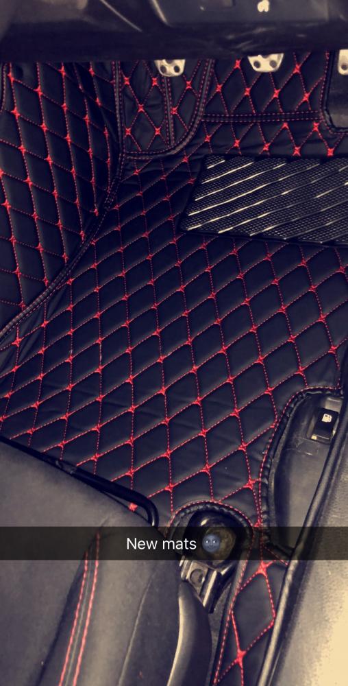 Custom Interior Floor Mats Leather With Red Stitching Brand New